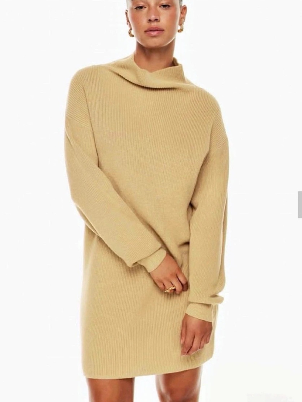 Wilfred Cowl Neck Sweater Dress in Brown Size Medium Like New